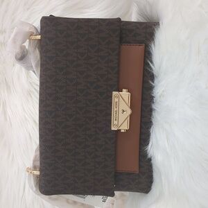 Michael Kors Dark Brown and Tan Crossbody Bag